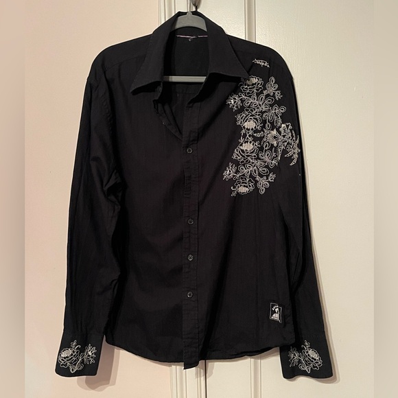 Authentic Hendrix Black Embroidered Button Down - Picture 1 of 5